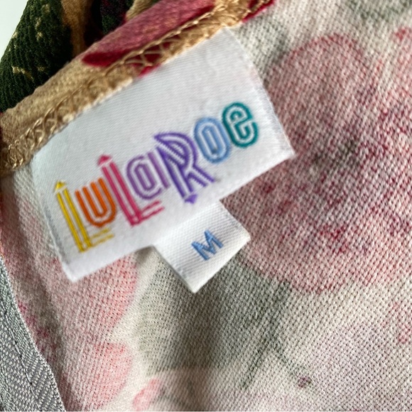 LuLaRoe Floral Dress - Magenta-Pink, Orange and Olive Green w/pockets! - Picture 2 of 4
